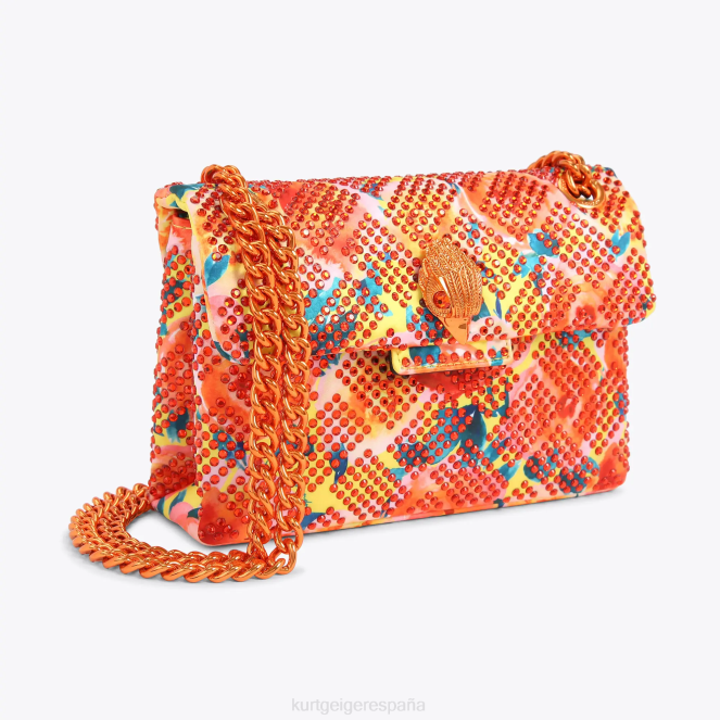 Kurt Geiger mujer Tela de Londres mini Kensington 2LPR13 | bolsas naranja